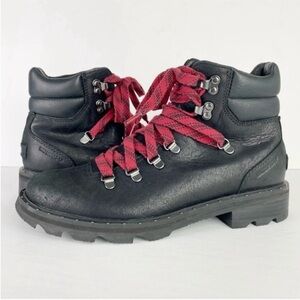 Sorel Lennox Hiker Black Waterproof Leather Bikercore Moto Ankle Boot